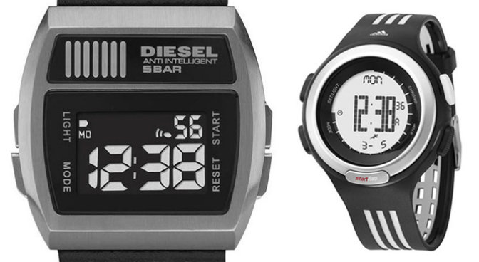 Dos modelos de reloj de Diesel y Adidas