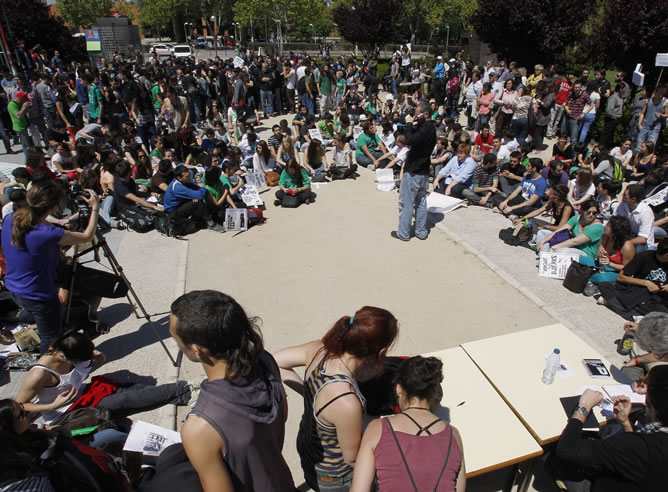 Concentración de estudiantes que ha tenido lugar esta mañana en Ciudad Universitaria