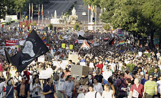 Manifestantes este sábado en Madrid