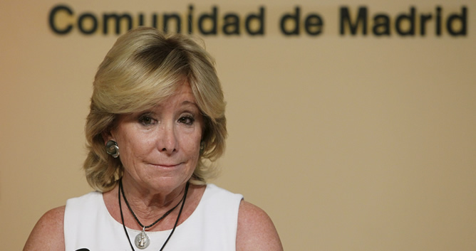 La presidenta madrileña, Esperanza Aguirre, ha anunciado hoy en rueda de prensa que dimite de su cargo