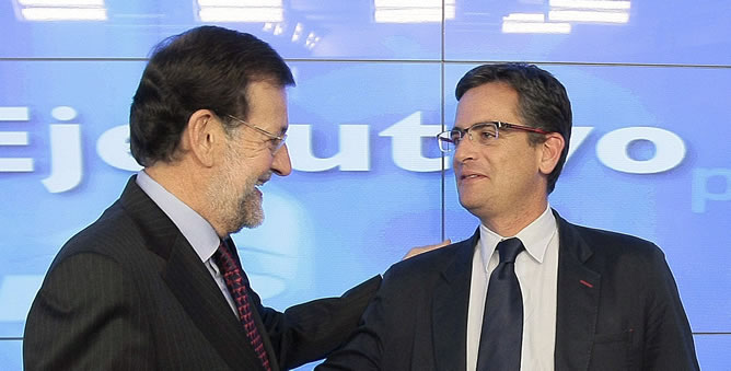 Encuentro entre Rajoy y Basagoiti en el Comité del PP tras las elecciones en Euskadi