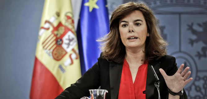 Soraya Sáenz de Santamaría, en la rueda de prensa del Consejo de Ministros