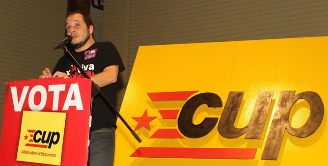 David Fernández, el candidato de CUP, en el acto de cierre de campaña.
