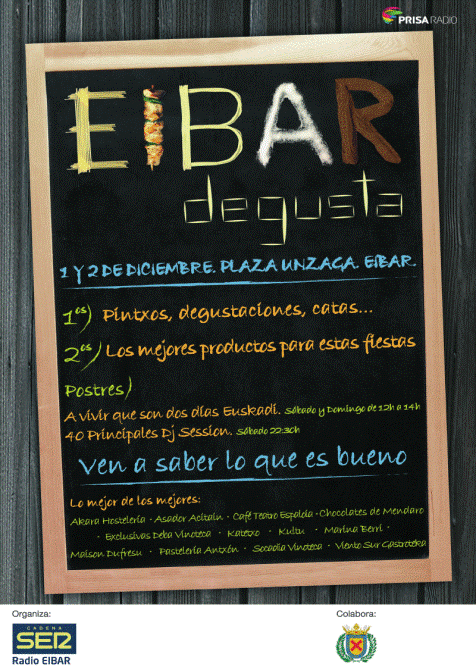 La feria gastronómica se celebrará en la Plaza Unzaga de Eibar los días 1 y 2 de diciembre.