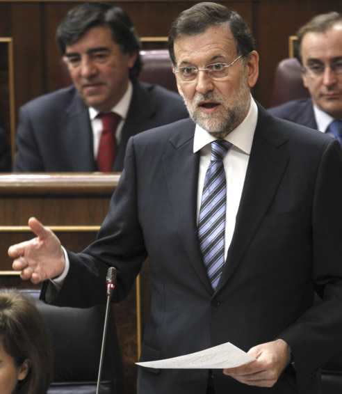 El presidente del Gobierno, Mariano Rajoy, durante su intervención en la sesión de control al Ejecutivo celebrada este miércoles en el Congreso de los Diputados.