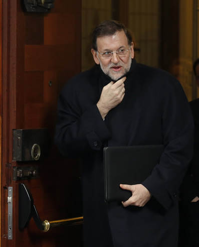 Mariano Rajoy, saliendo del Parlamento