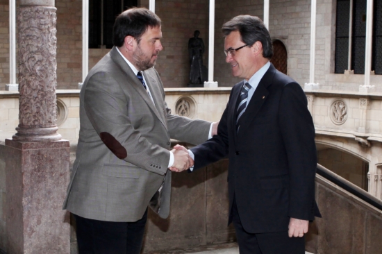 Artur Mas i Oriol Junqueras, a la reunió que van mantenir la primavera passada