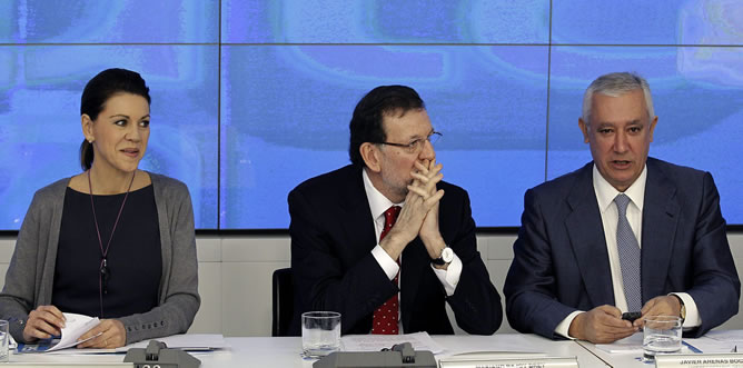 El presidente del PP, Mariano Rajoy, preside este lunes el comité ejecutivo nacional del PP