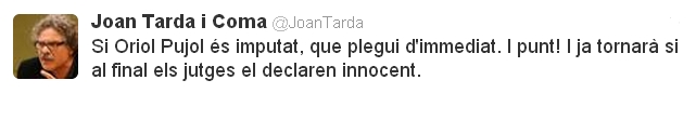 El comentari del diputat d'ERC Joan Tardà a la xarxa social Twitter