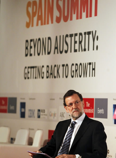 El presidente del Gobierno, Mariano Rajoy, durante su participación hoy en una jornada del seminario 'The Economist'