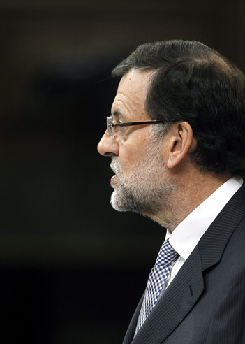 El presidente del Gobierno, Mariano Rajoy, al inicio de su intervención en su primer debate sobre el estado de la nación al frente del Ejecutivo