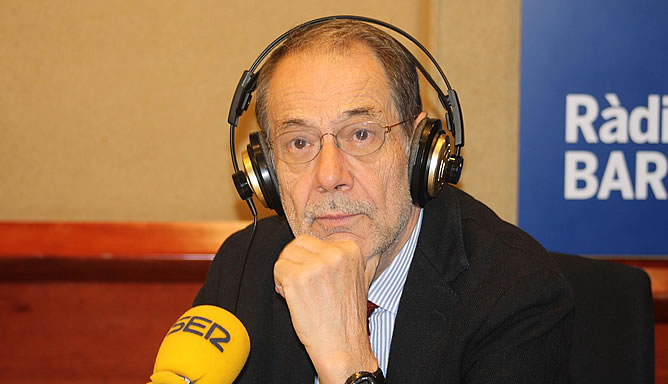 El ex responsable de Política Exterior europea, Javier Solana, en los estudios de la Cadena SER en Barcelona