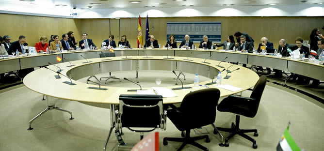 Un momento de la reunión del Consejo de Política Fiscal y Financiera presidida por Cristóbal Montoro