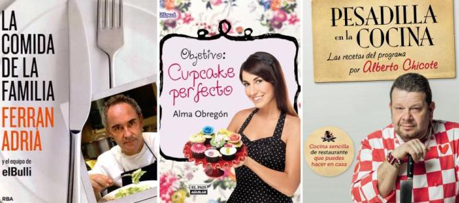 Portada de los libros 'La cocina de la familia', 'Operación: cupcake perfecto' y 'Pesadilla en la cocina' (montaje elaborado por la Cadena SER).