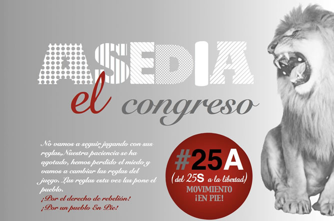 Cartel de la plataforma '¡En pie!' para la marcha 'Asedia el Congreso' del 25A