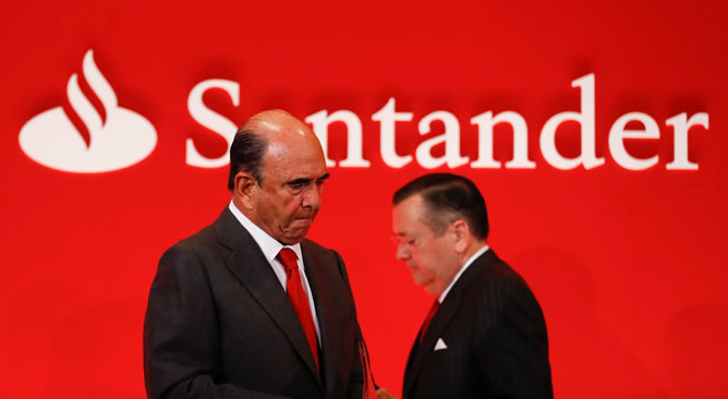 El presidente del Banco Santander, Emilio Botín, y el exconsejero delegado de la entidad, Alfredo Sáenz, en una imagen de archivo.