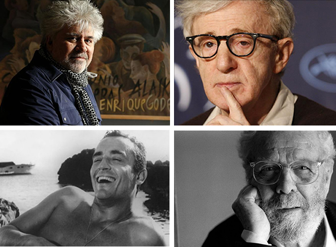 Pedro Almodóvar, Woody Allen, Vittorio Gassman y Luis García Berlanga en imágenes de archivo