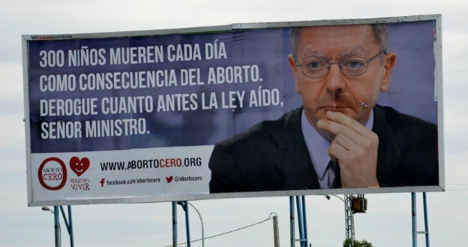 Campaña llevada a cabo por la plataforma Derecho a Vivir, que reivindica al ministro Gallardón que "borre" la ley del aborto