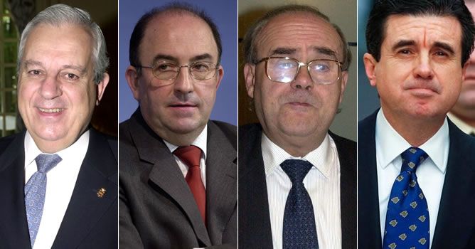 Los políticos del PP que han admitido haber recibido los pagos que figuran en los 'papeles de Bárcenas', Jaime Ignacio del Burgo, Santiago Abascal, Calixto Ayesa y Jaume Matas.