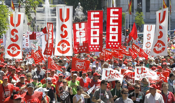 CCOO, UGT y USO han puesto fin este domingo a cuatro días de protestas con la convocatoria en toda España de 31 manifestaciones para reclamar una Europa más social.