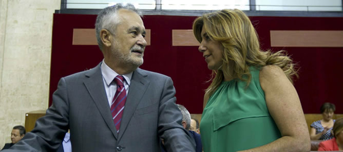 José Antonio Griñan y Susana Díaz durante un acto de la Junta