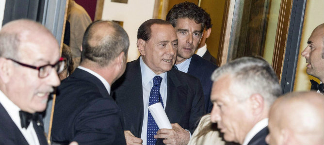 El ex primer ministro italiano, Silvio Berlusconi, después de una reunión con el Partido de la Libertad en la Cámara de Diputados este viernes