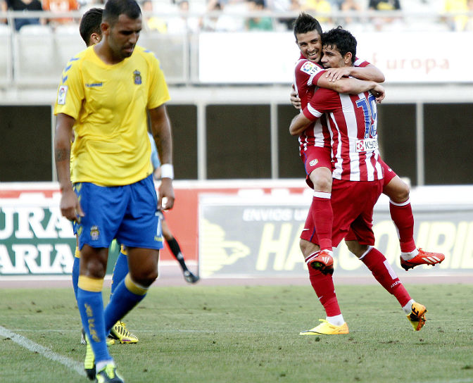 Villa celebra con Diego Costa su primer tanto en el Atlético