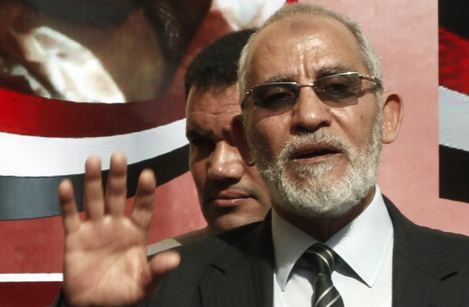 El líder de los Hermanos Musulmanes, Mohamed Badia, durante una conferencia de prensa