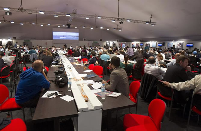 Periodistas acreditados para la 125 sesión del Comité Olímpico Internacional (COI) que se celebra en Buenos Aires