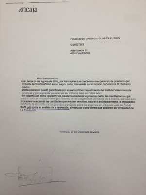 Bankia nunca renunció a cobrar del IVF y quedarse sólo con las acciones del Valencia