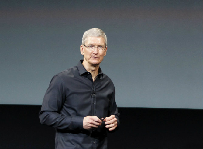 Tim Cook durante la presentación de Apple en Cupertino, California