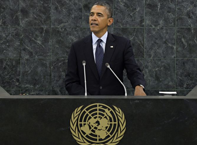 El presidente de Estados Unidos, Barack Obama, pronuncia un discurso durante su intervención en el debate general de la 68ª sesión de la Asamblea General de Naciones Unidas