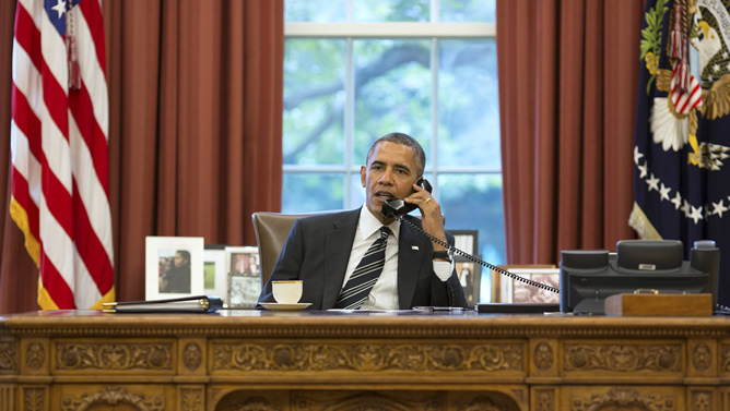 Foto de la histórica conversación telefónica entre Obama y Rohaní