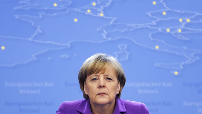 Angela Merkel durante el Consejo Europeo en Bruselas.