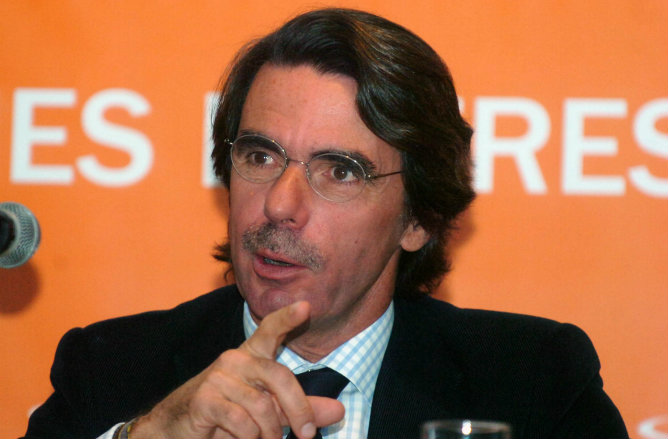 El expresidente del gobierno español, José María Aznar, en la clausura de una reunión (Imagen de archivo)