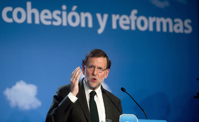 El presidente del Gobierno, Mariano Rajoy, durante su intervención en la clausura de la vigésima reunión interparlamentaria del Partido Popular