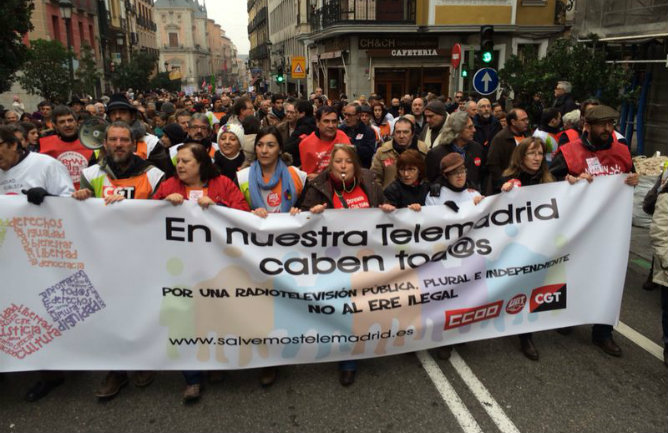 Multitudinaria manifestación en Madrid cuando se cumple un año del ERE de Telemadrid