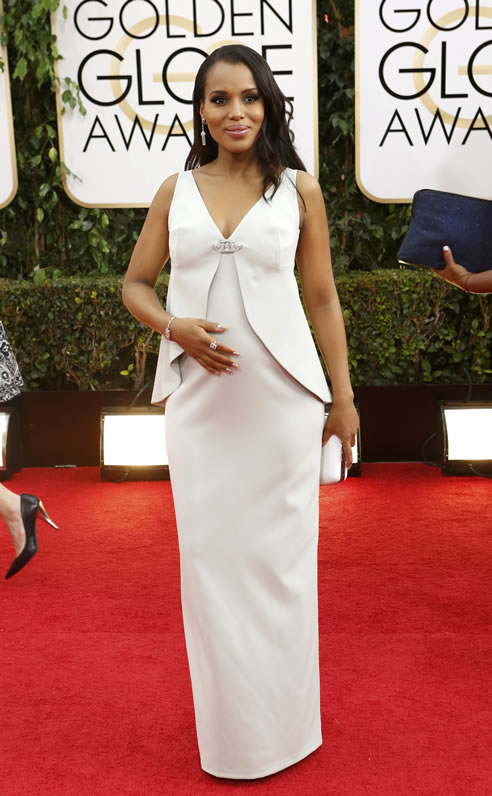 Kerry Washington, de 'Scandal', embarazada, y con un vestido blanco de Balenciaga