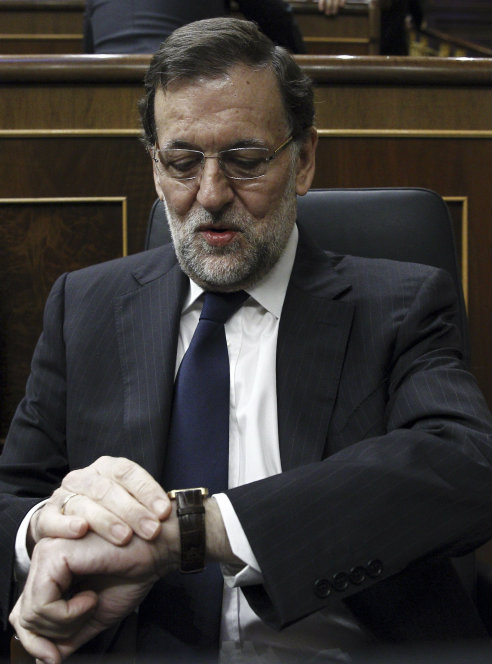 El presidente del Gobierno, Mariano Rajoy, al inicio del pleno del Congreso