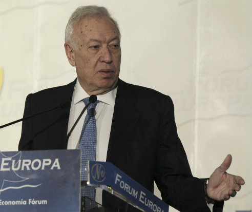 El ministro de Exteriores y Cooperación, José Manuel García-Margallo, durante su intervención en el Foro España-Georgia