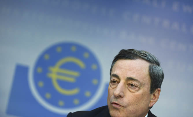 El presidente del Banco Central Europeo (BCE), Mario Draghi, durante una rueda de prensa en la sede del organismo en Fráncfort