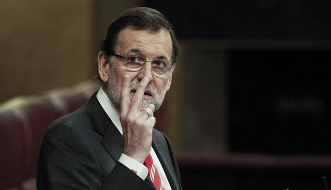 El presidente del Gobierno, Mariano Rajoy, durante su intervención en el Congreso