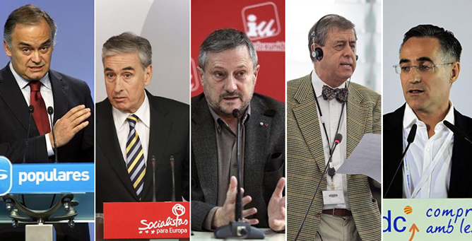 Pepa Bueno modera un debate entre Gonzalez Pons (PP), Jáuregui (PSOE), Meyer (IU), Sosa Wagner (UPyD) y Ramón Tremosa (CIU)