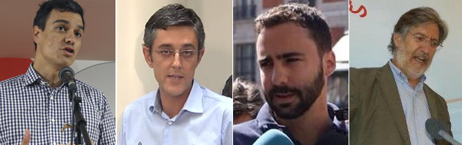 Los candidatos a la secretaría general del PSOE: Pedro Sánchez, Eduardo Madina, Alberto Sotillos y José Antonio Pérez Tapias