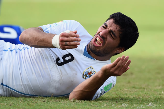 El jugador uruguayo, después de la polémica acción en el partido ante Italia por la que la FIFA le ha abierto un expediente.