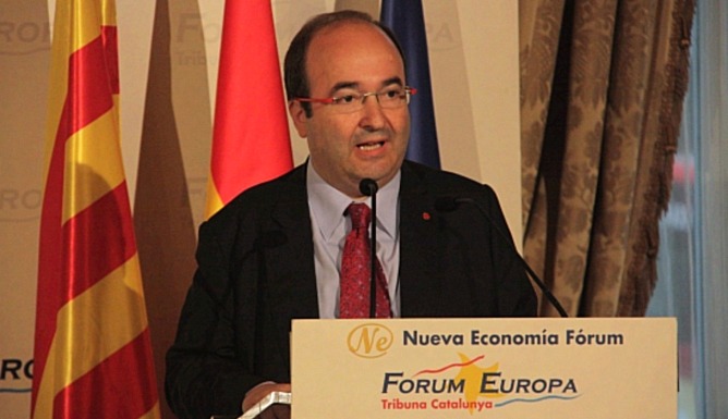Miquel Iceta, en su conferencia en el Fórum Europa-Tribuna Cataluña
