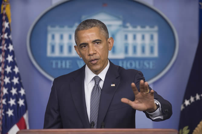 El presidente de EEUU, Barack Obama, durante una rueda de prensa en la Casa Blanca, Washington