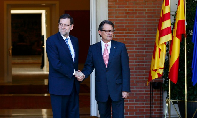 Mariano Rajoy y Artur Mas, a la llegada del presidente de la Generalitat a Moncloa.