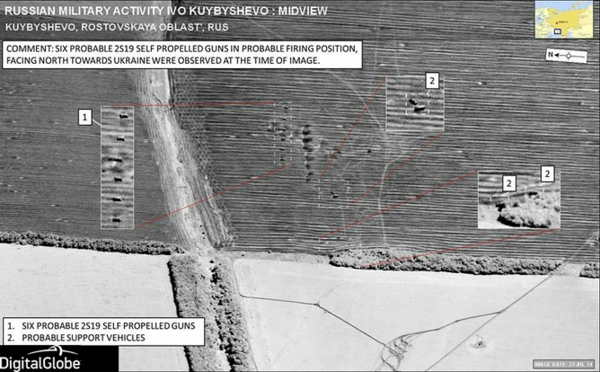 Imagen de radar que muestra seis tanques rusos en territorio ucraniano.