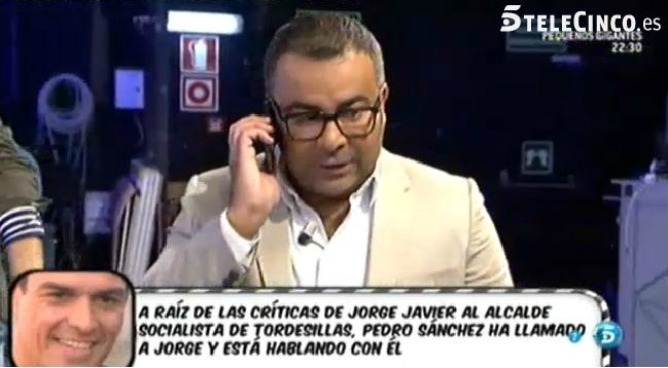 Fotograma del momento en el que secretario general del PSOE, Pedro Sánchez, ha llamado a Jorge Javier Vázquez.